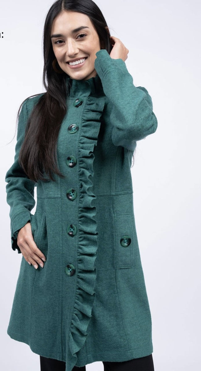 Ivy Jane Ruffle Front Boiled Wool Jacket – Trendy Twist Boutique