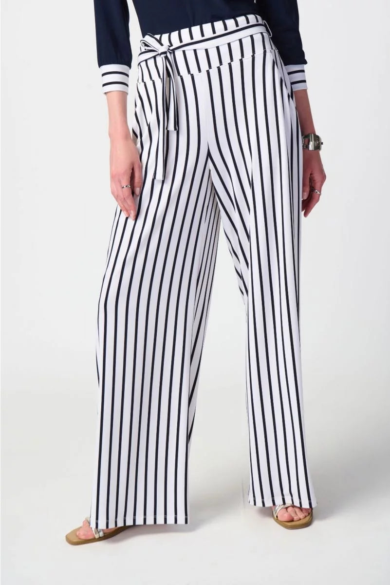 Joseph Ribkoff Midnght Blue Striped Wide-Leg Pants