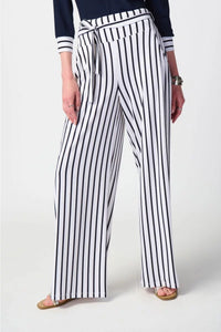 Joseph Ribkoff Midnght Blue Striped Wide-Leg Pants