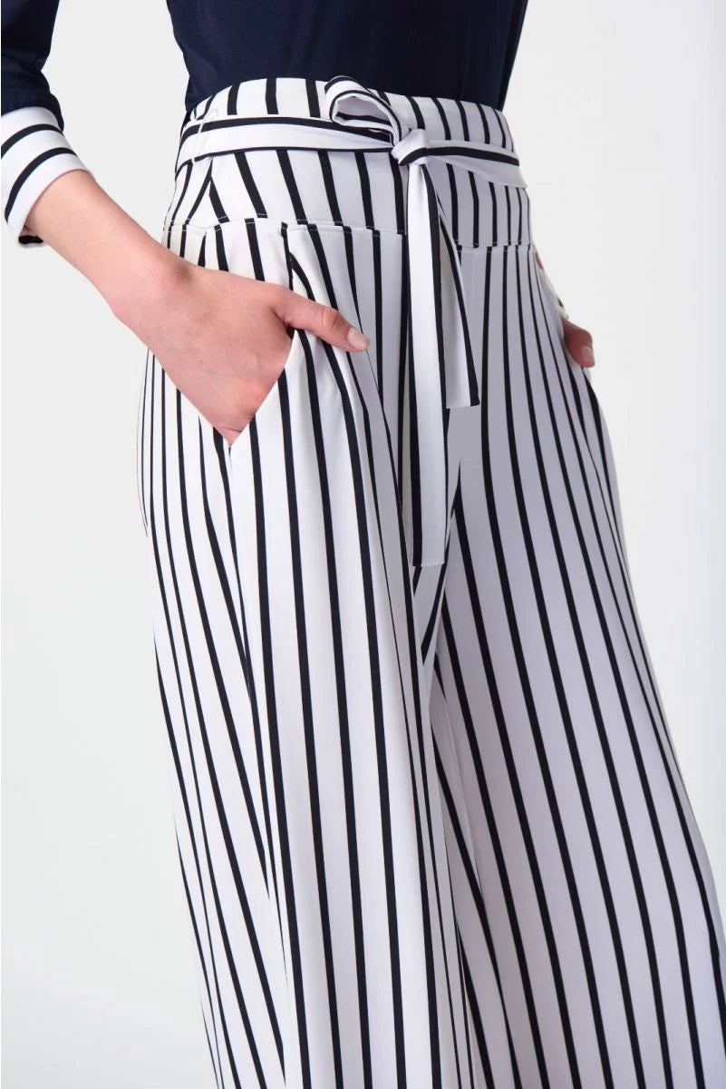 Joseph Ribkoff Midnght Blue Striped Wide-Leg Pants
