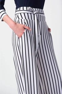 Joseph Ribkoff Midnght Blue Striped Wide-Leg Pants