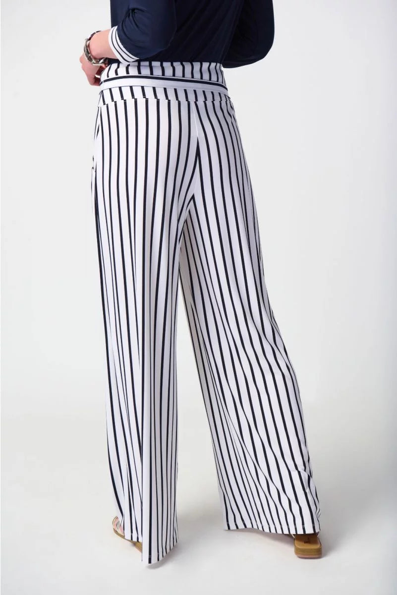 Joseph Ribkoff Midnght Blue Striped Wide-Leg Pants