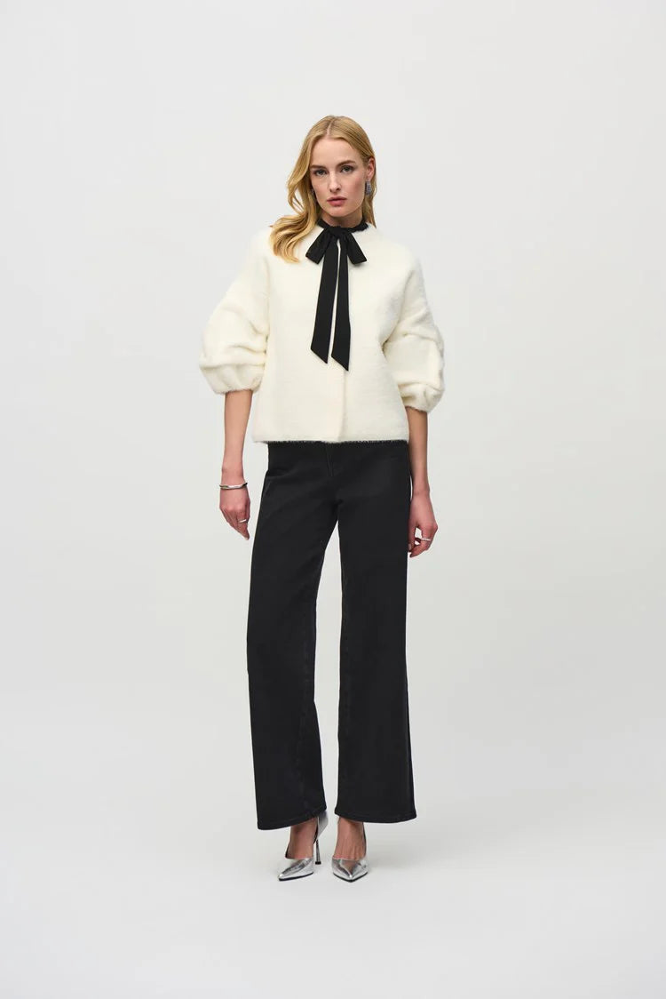 Joseph Ribkoff Sweater Knit Puff Sleeve Jacket
