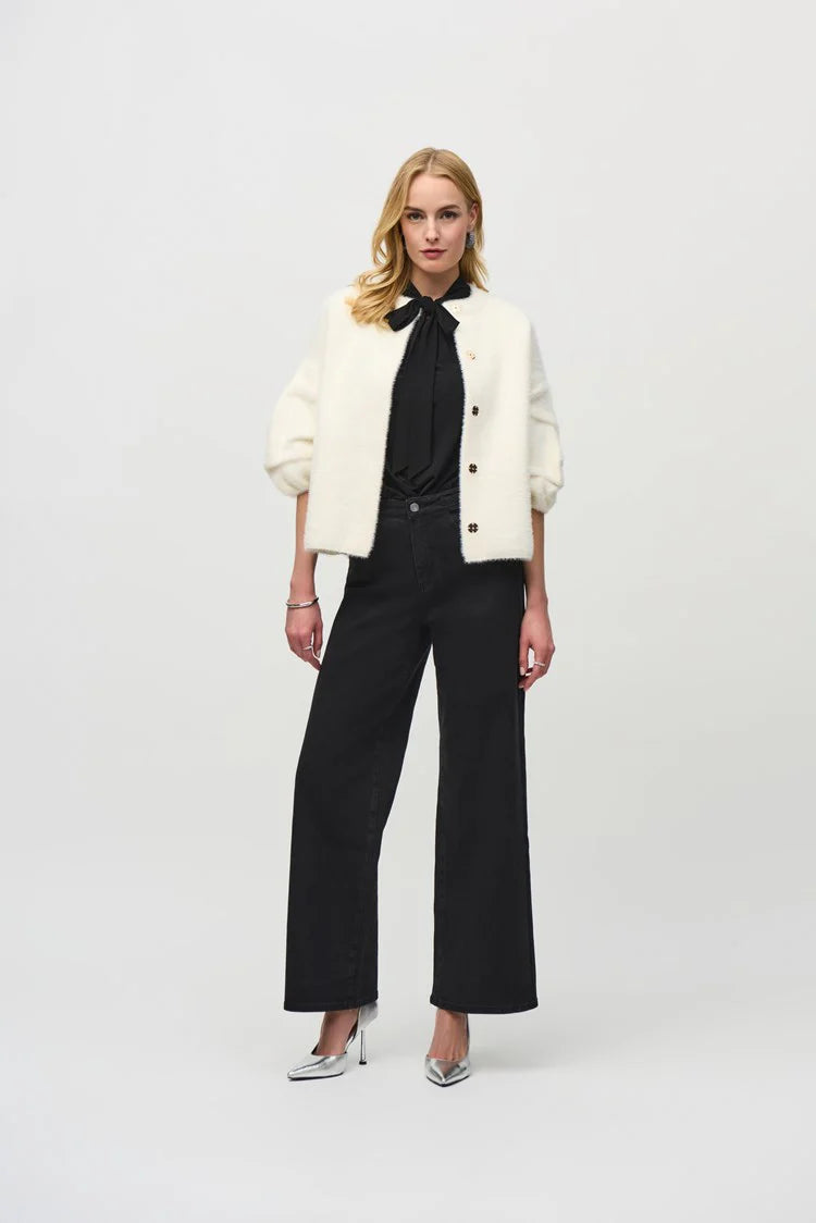 Joseph Ribkoff Sweater Knit Puff Sleeve Jacket
