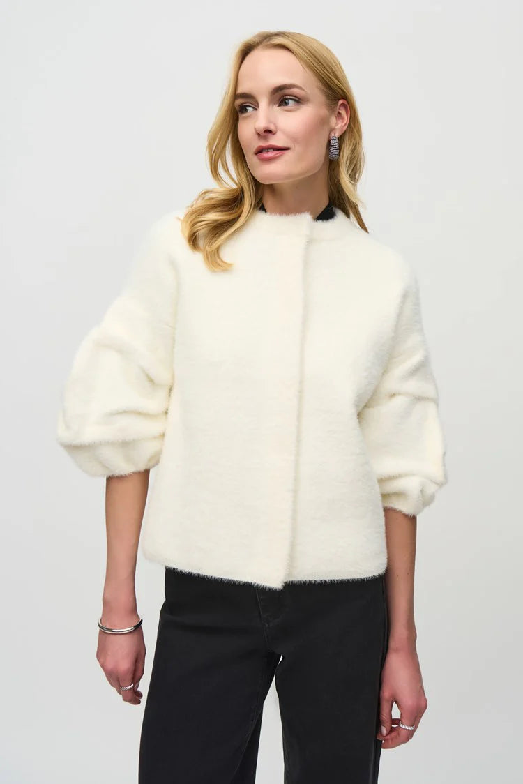 Joseph Ribkoff Sweater Knit Puff Sleeve Jacket