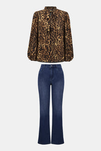 Joseph Ribkoff Recycled Georgette Animal Print Straight Top
