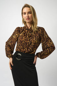 Joseph Ribkoff Recycled Georgette Animal Print Straight Top