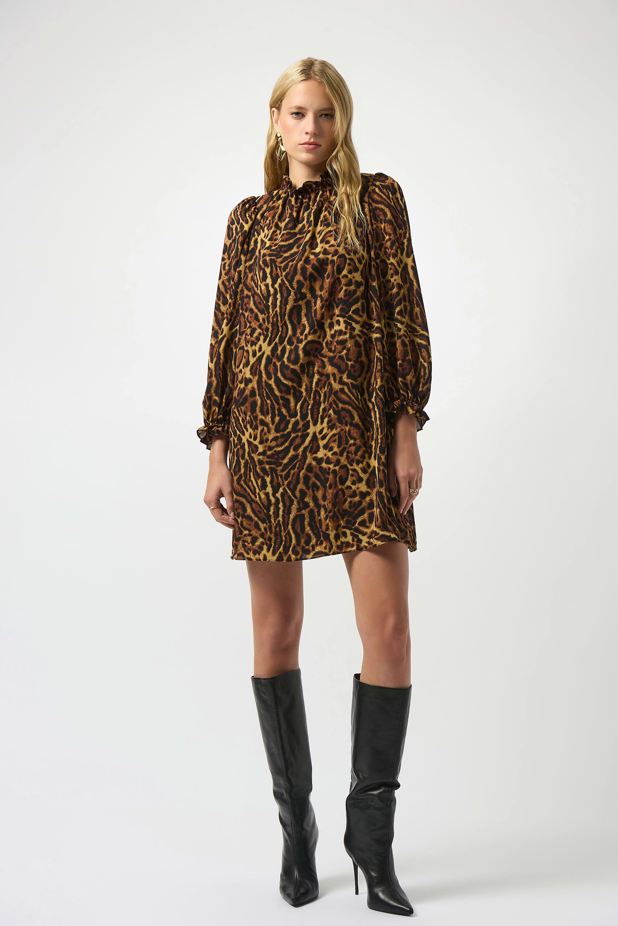 Joseph Ribkoff Recycled Georgette Animal Print Trapeze Dress (LDS Dress)