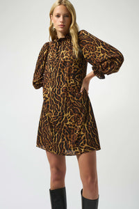 Joseph Ribkoff Recycled Georgette Animal Print Trapeze Dress (LDS Dress)
