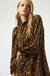 Joseph Ribkoff Recycled Georgette Animal Print Trapeze Dress (LDS Dress)