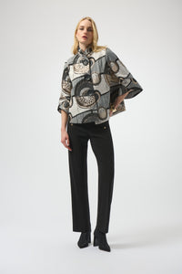 Joseph Ribkoff Abstract Jacquard Trapeze Jacket
