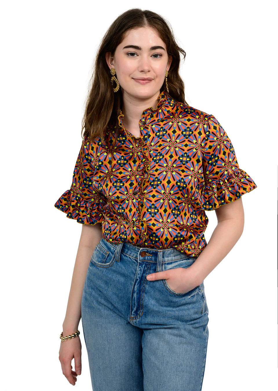 Ivy Jane/Uncle Frank Satin Ruffle Top