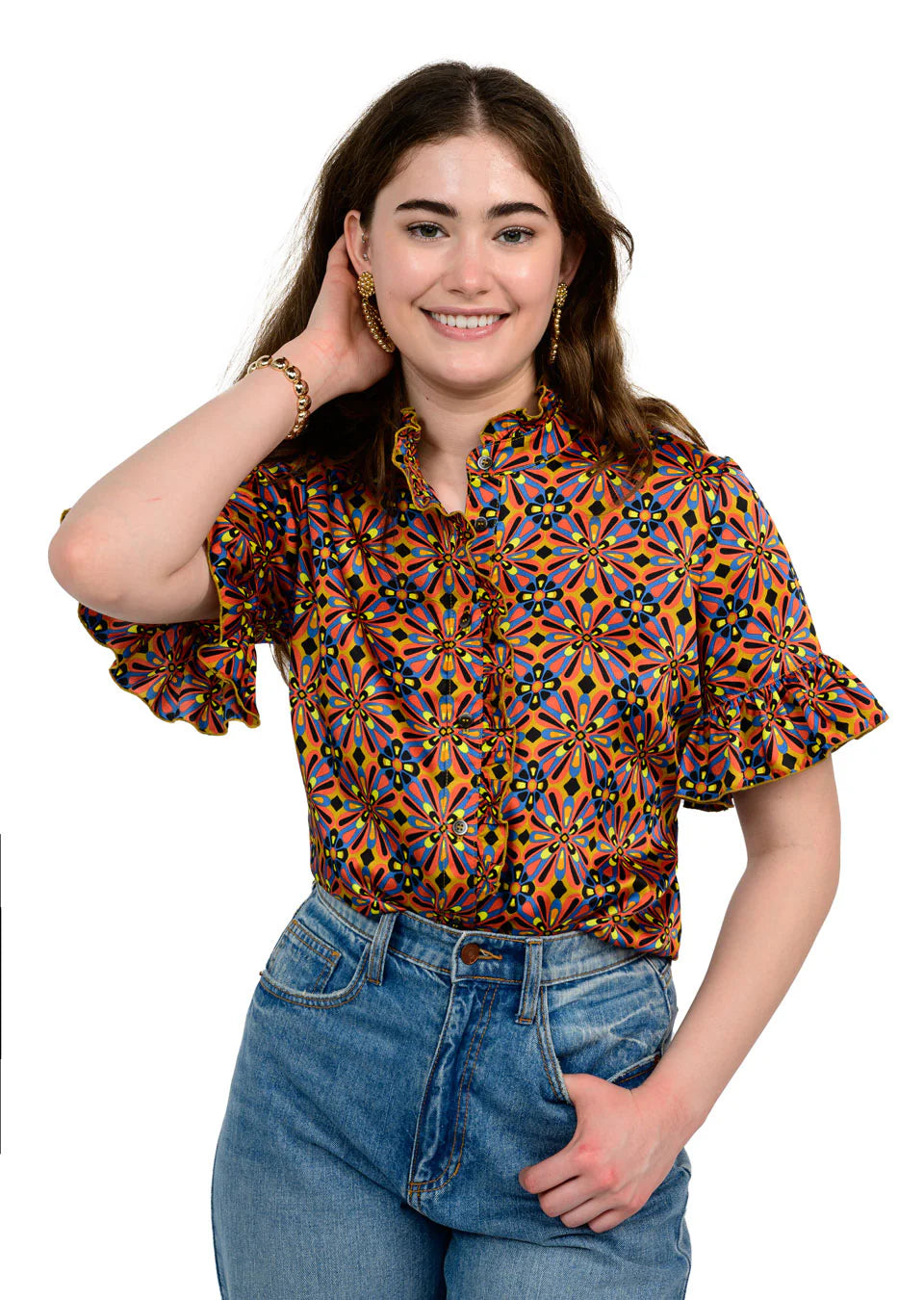 Ivy Jane/Uncle Frank Satin Ruffle Top