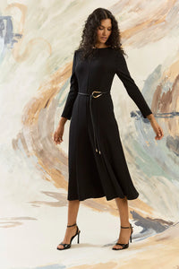 Maggy London "Elea" Long Sleeve Midi Dress with Belt