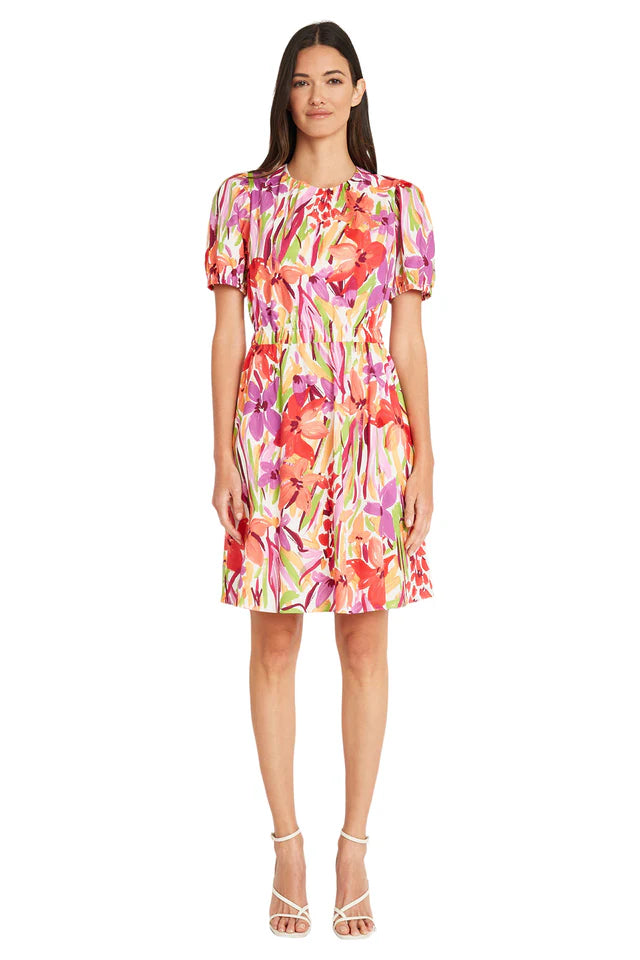 Maggy London Short Puff Sleeves A-line Pockets