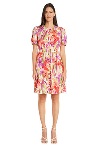 Maggy London Short Puff Sleeves A-line Pockets