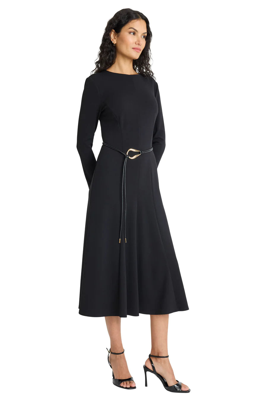 Maggy London "Elea" Long Sleeve Midi Dress with Belt