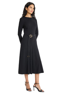 Maggy London "Elea" Long Sleeve Midi Dress with Belt