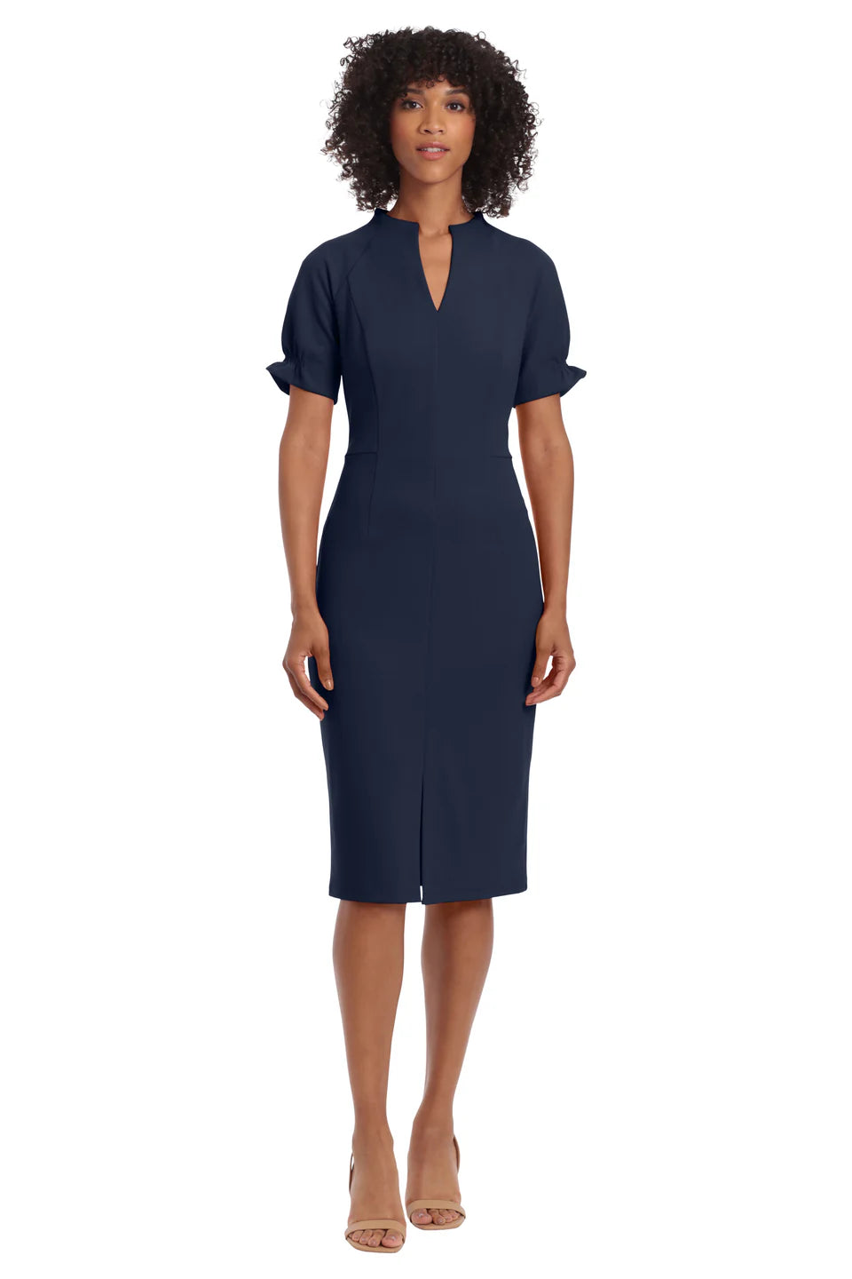 Maggy London V-Neck Cut Midi Dress with Short Sleeves – Trendy Twist Boutique Maggy London V-Neck Cut Midi Dress with Short Sleeves – Trendy Twist Boutique