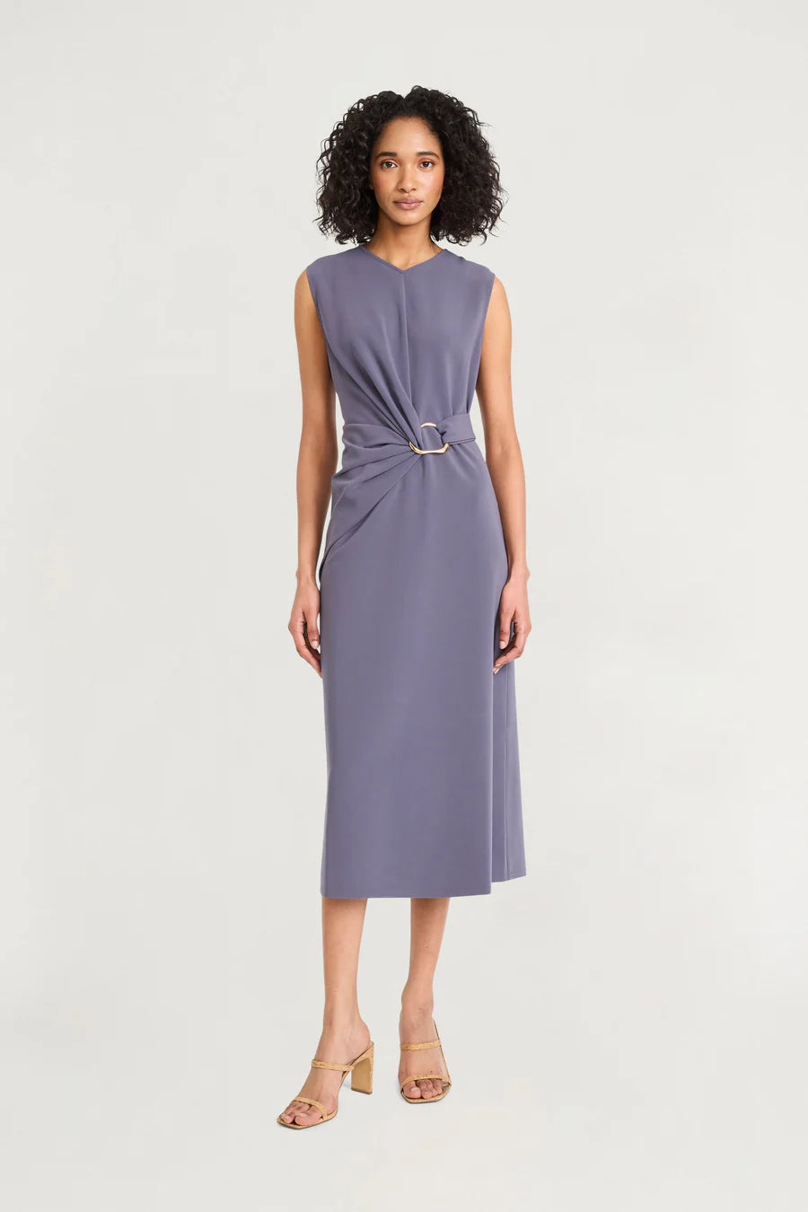 Luxely "Justice" Ruching Midi with Gold Detail
