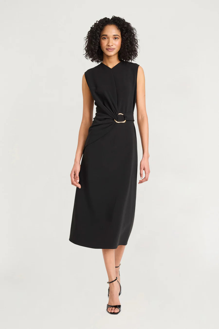 Luxely "Justice" Ruching Midi with Gold Detail