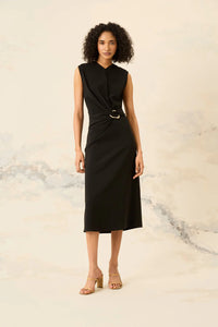 Luxely "Justice" Ruching Midi with Gold Detail