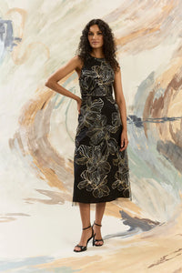 Maggy London "Constance" Midi Sheath Dress in Enchantment Mesh