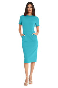Maggy London Ruffle Collar Slant Pocket Sheath Dress