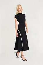 Luxely Sleeveless Draped Midi with Piping