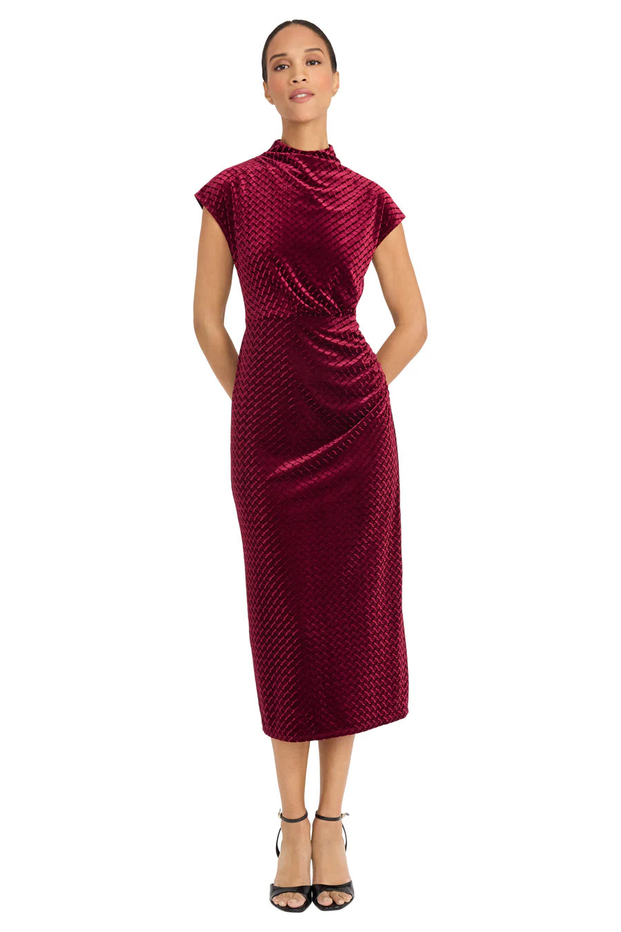 Maggy London "Noele" Midi Velvet Sheath Dress
