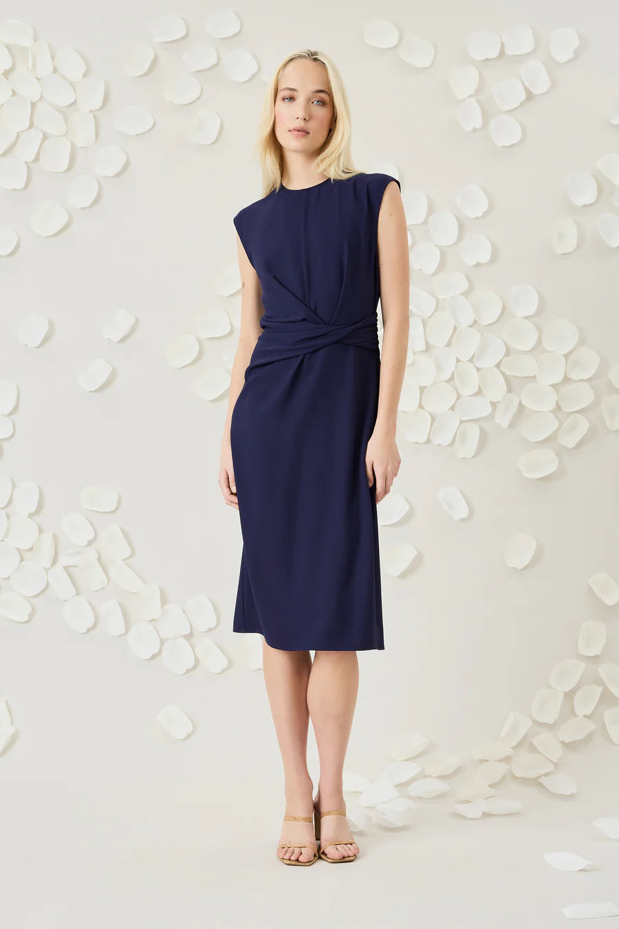 Luxely "Knot" Extended Cap Midi Sheath with Twist Detail