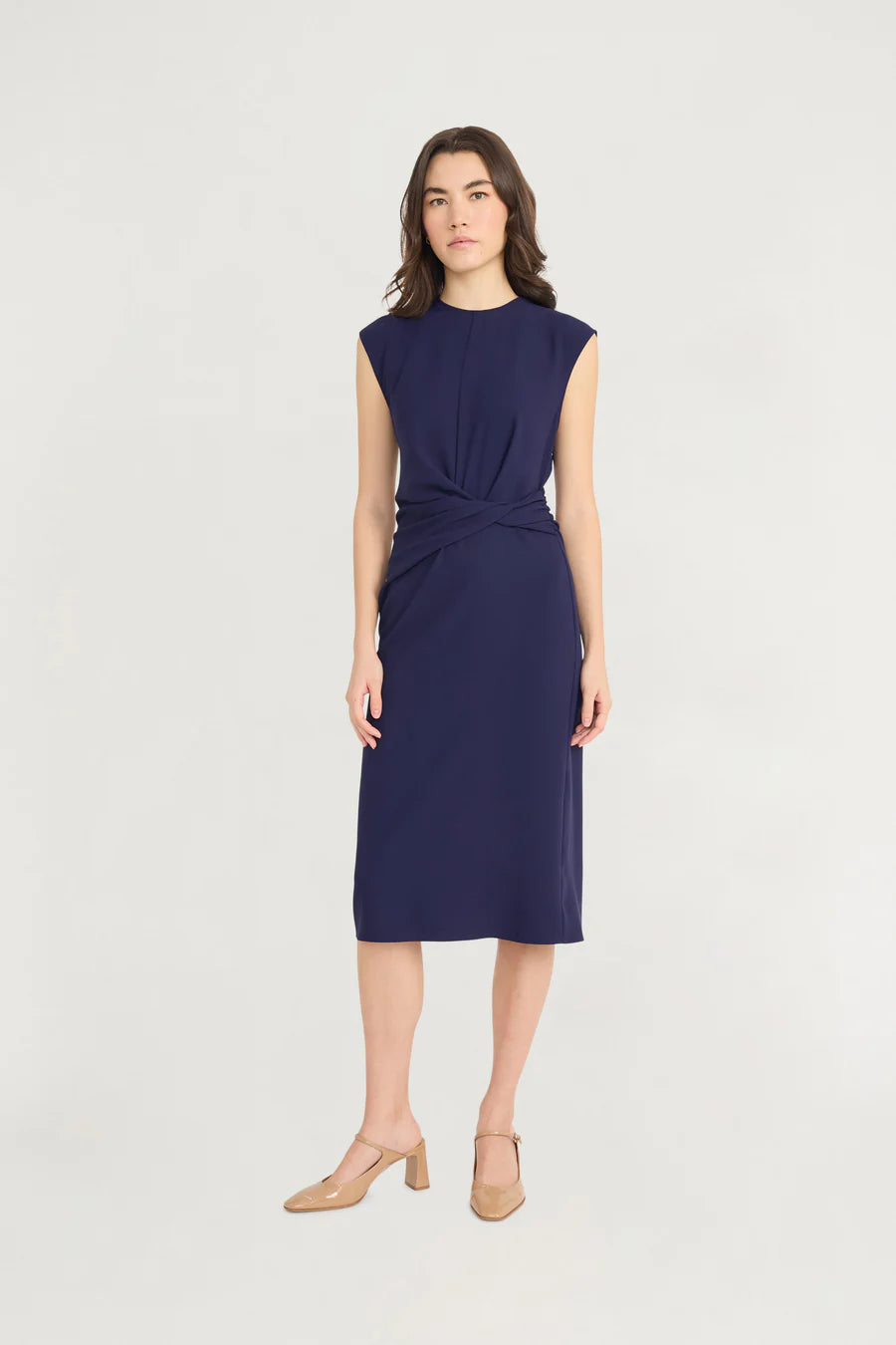 Luxely "Knot" Extended Cap Midi Sheath with Twist Detail