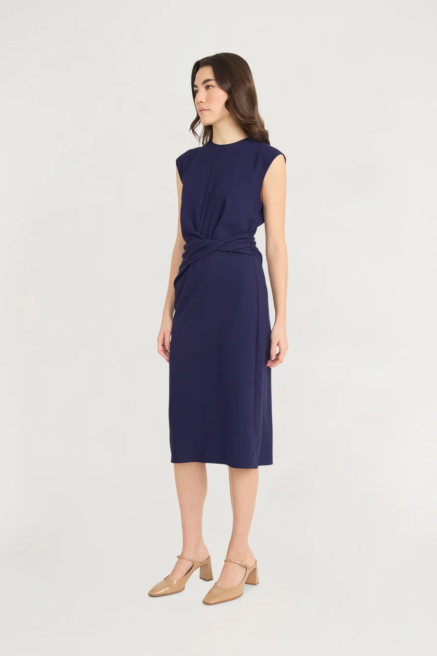 Luxely "Knot" Extended Cap Midi Sheath with Twist Detail