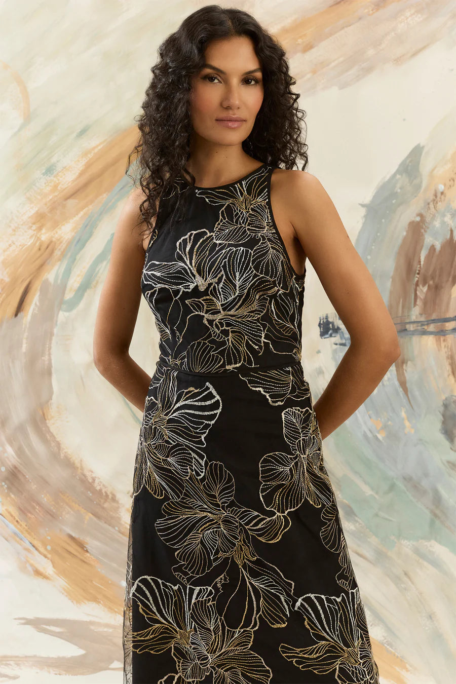 Maggy London "Constance" Midi Sheath Dress in Enchantment Mesh
