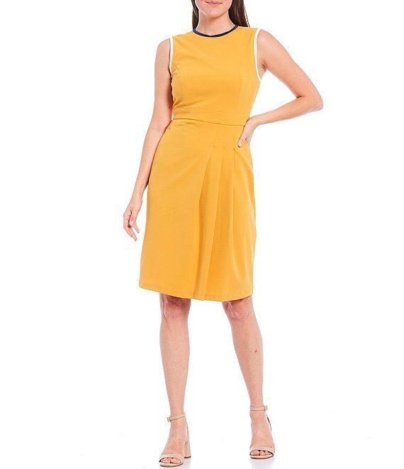 Maggy London Sheath With Faux Side Wrap Pleats Dress