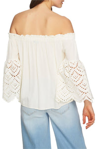 1. State Off Shoulder Blouse with Eyelet Sleeves