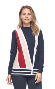 French Dressing Jeans (FDJ) Color Block Front Mock Neck Sweater