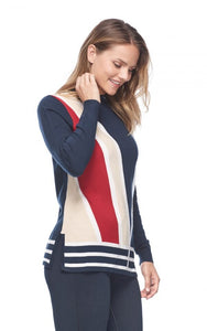 French Dressing Jeans (FDJ) Color Block Front Mock Neck Sweater