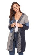 French Dressing Jeans- Color Block Long Sleeve Hoodie Cardigan
