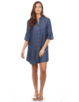 French Dressing Jeans (FDJ) Shirt Dress with Bell Sleeves