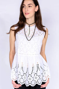 Ivy Jane Sleevless Eyelet Top with Lace Insets