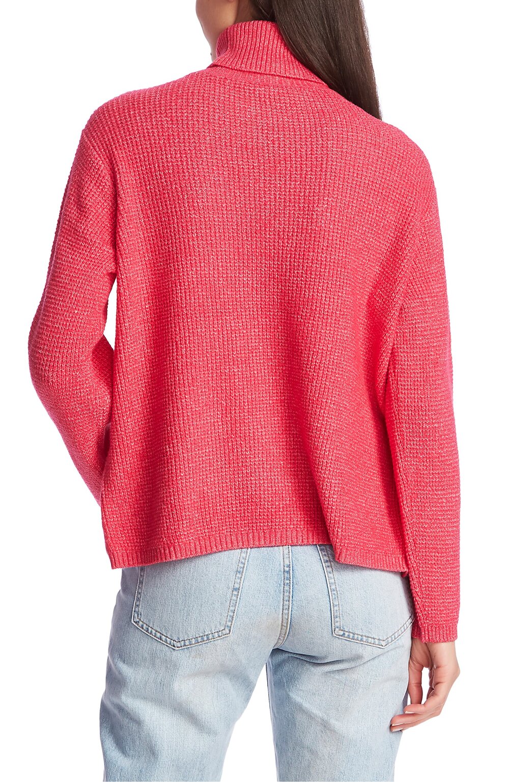 1. State Side Button Waffle Weave Turtleneck Sweater