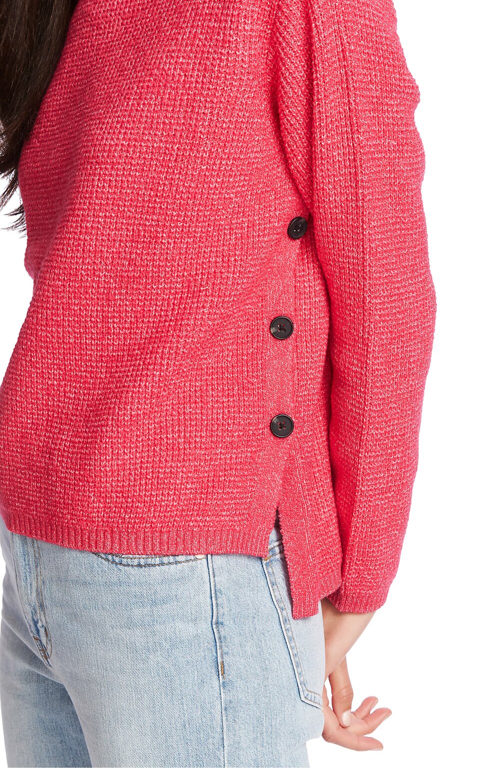 1. State Side Button Waffle Weave Turtleneck Sweater