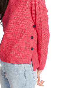 1. State Side Button Waffle Weave Turtleneck Sweater