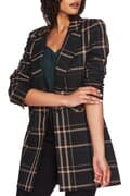 1.State Dynamite Plaid Ruched Sleeve Blazer