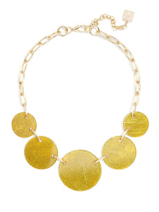 Zenzii Acrylic Circle Collar Necklace With Metallic Static Silk