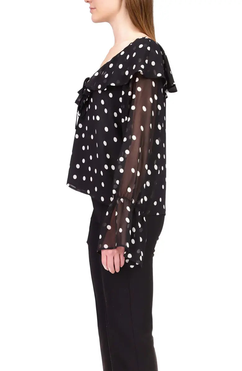 Sanctuary polka dot blouse sales