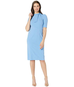 Donna Morgan Tie Neck Stretch Crepe Sheath Dress