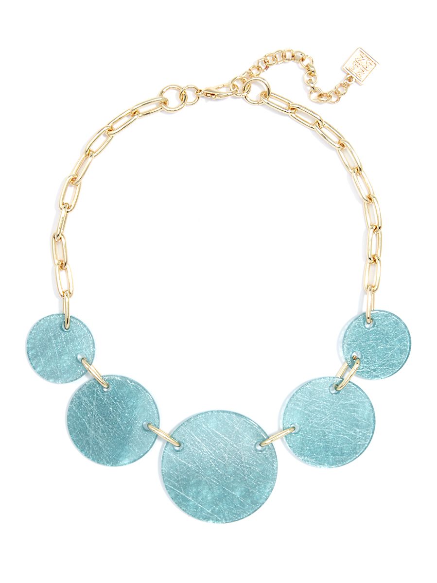 Zenzii Acrylic Circle Collar Necklace With Metallic Static Silk