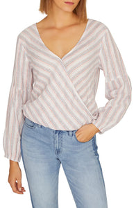 Sanctuary Sand Dune Long Sleeve Linen Blend Wrap Top